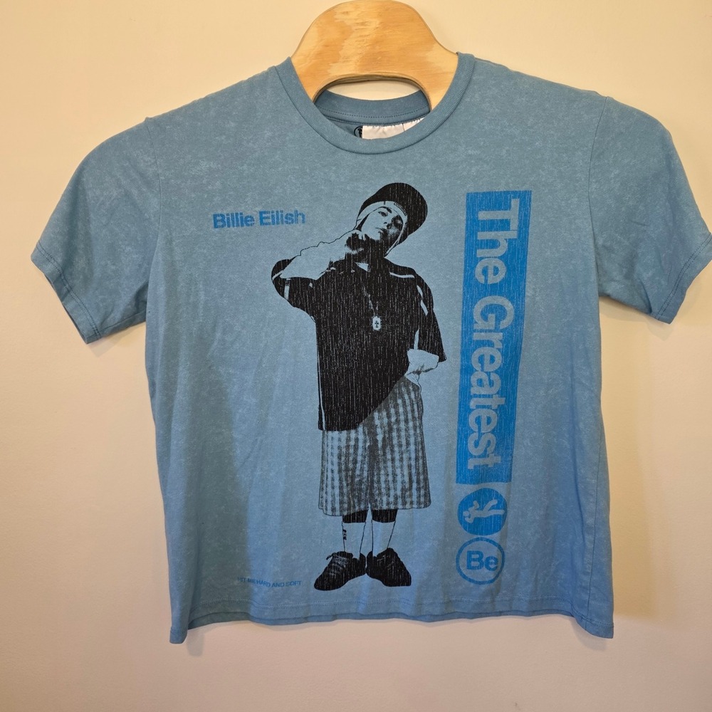 Billie Eilish Graphic Tee Unisex Large Blue Wash The Greatest Streetwear Shirt